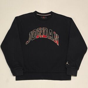 JORDAN PLAID SPELLOUT PULLOVER SWEATSHIRT (SMALL)